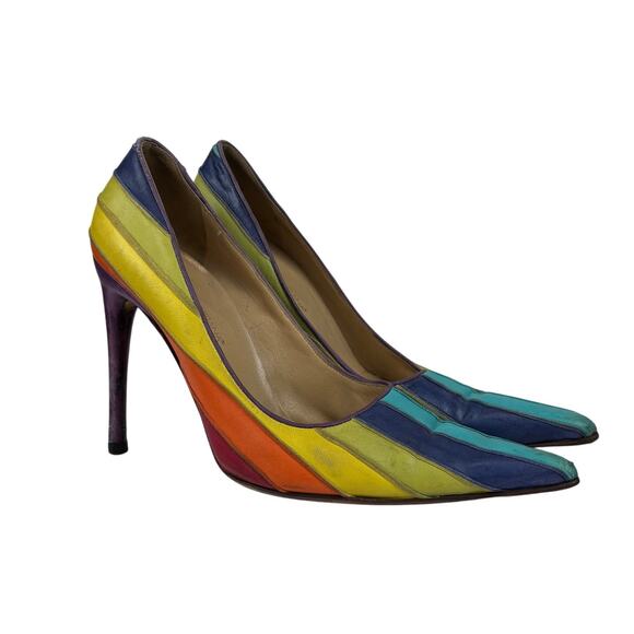 Dolce & Gabbana Rainbow Pumps High Heels Pointed Toe Women's 39 US 9 - Picture 1 of 16